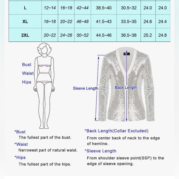 New KANCY KOLE Women's Sequin Jacket Long Sleeve Button Down Shrug Shiny black - Picture 10 of 10